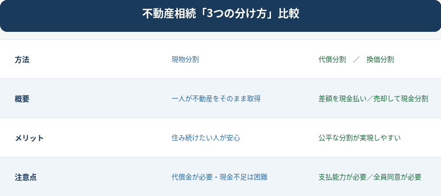不動産の分け方3種比較